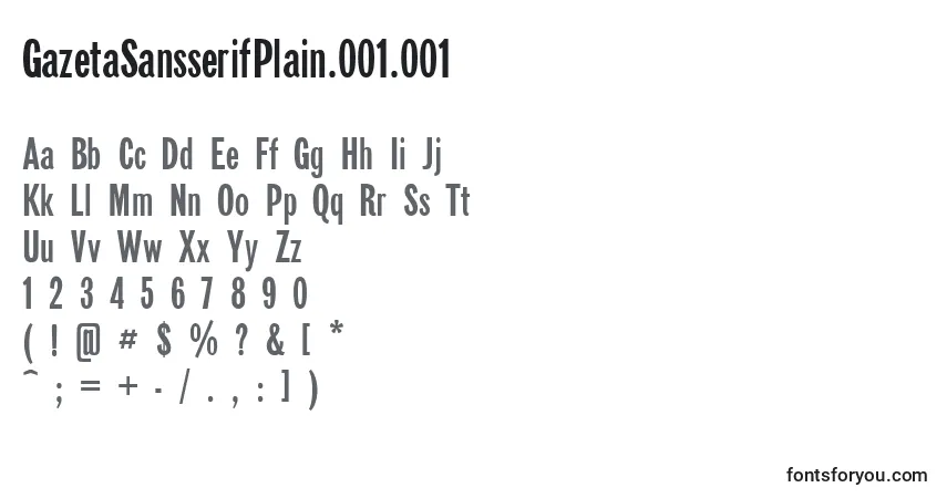 GazetaSansserifPlain.001.001 Font – alphabet, numbers, special characters