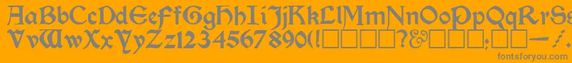 KelmscottRegular-Schriftart – Graue Schriften auf orangefarbenem Hintergrund