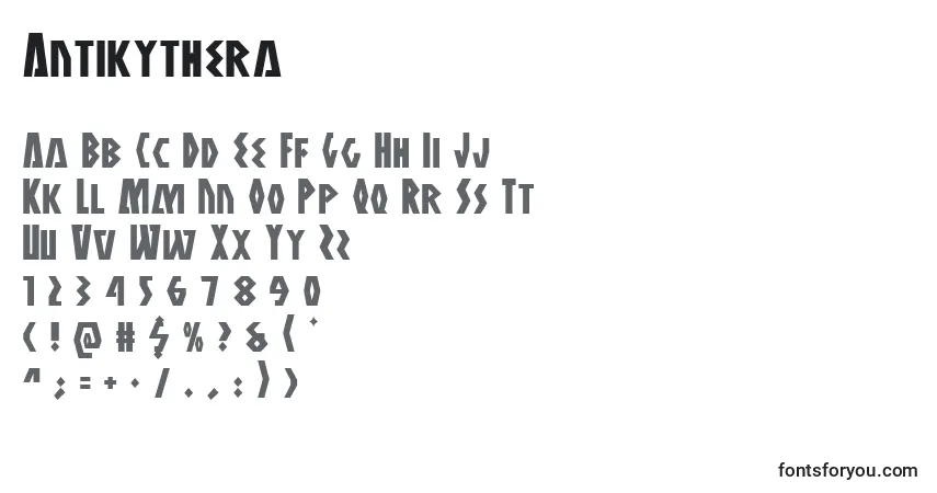 Antikythera-fontti – aakkoset, numerot, erikoismerkit