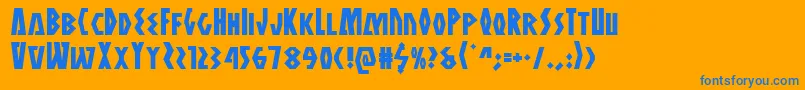 Antikythera-Schriftart – Blaue Schriften auf orangefarbenem Hintergrund