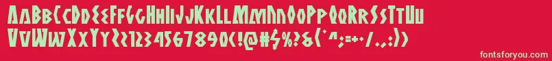 フォントAntikythera – 赤い背景に緑の文字