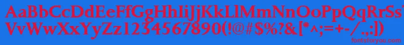 Weitere Informationen zur PalermoSfBold-Schriftart PalermoSfBold-Schriftart – Rote Schriften auf blauem Hintergrund