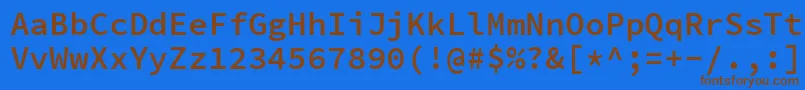 フォントSourcecodeproSemibold – 茶色の文字が青い背景にあります。
