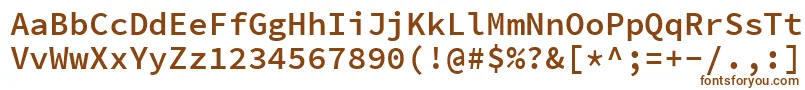 Czcionka SourcecodeproSemibold – brązowe czcionki na białym tle