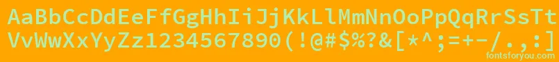フォントSourcecodeproSemibold – オレンジの背景に緑のフォント