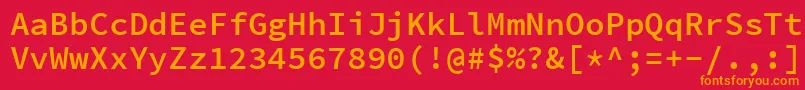 フォントSourcecodeproSemibold – 赤い背景にオレンジの文字