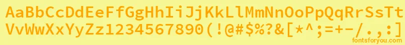 フォントSourcecodeproSemibold – オレンジの文字が黄色の背景にあります。