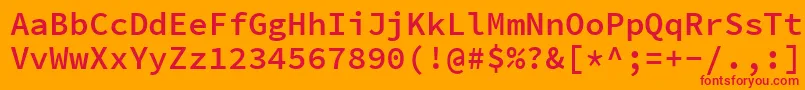 フォントSourcecodeproSemibold – オレンジの背景に赤い文字