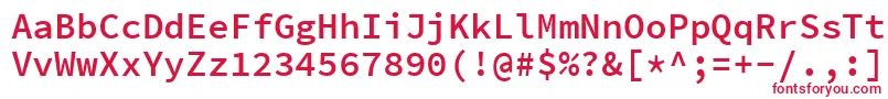 フォントSourcecodeproSemibold – 白い背景に赤い文字