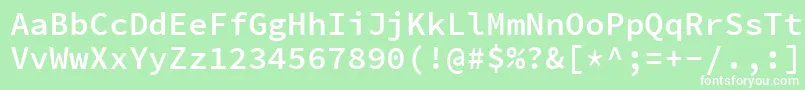 SourcecodeproSemibold-Schriftart – Weiße Schriften auf grünem Hintergrund