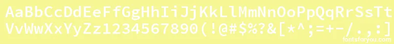 SourcecodeproSemibold-fontti – valkoiset fontit keltaisella taustalla
