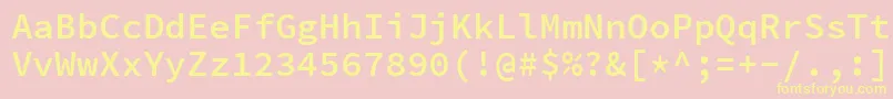 SourcecodeproSemibold-fontti – keltaiset fontit vaaleanpunaisella taustalla