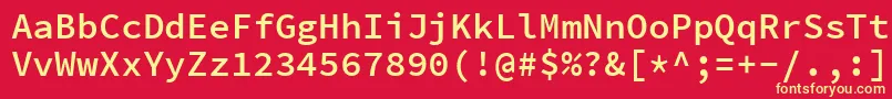 SourcecodeproSemibold-fontti – keltaiset fontit punaisella taustalla