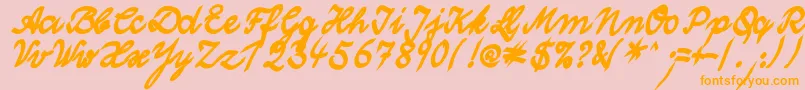 WolgastTwoBold-Schriftart – Orangefarbene Schriften auf rosa Hintergrund