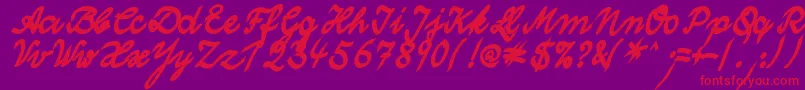 WolgastTwoBold-Schriftart – Rote Schriften auf violettem Hintergrund