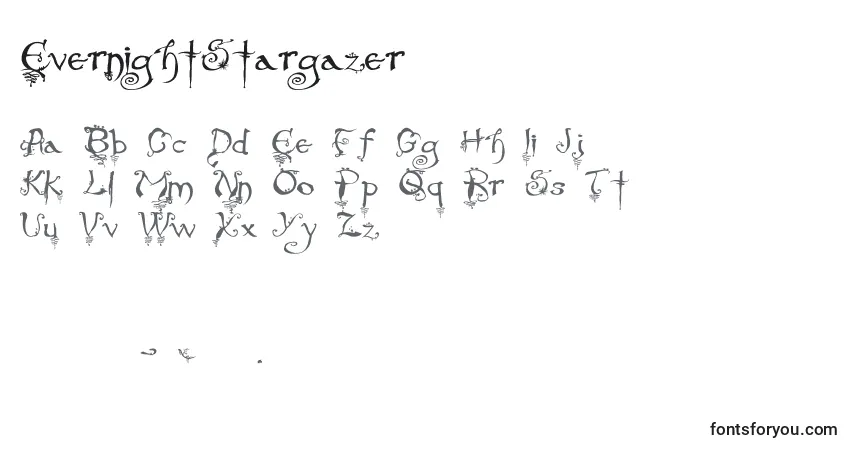 A fonte EvernightStargazer – alfabeto, números, caracteres especiais