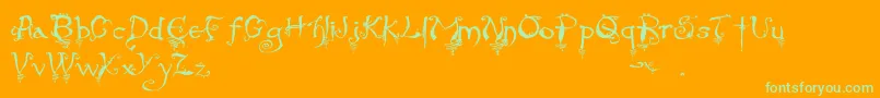 EvernightStargazer-Schriftart – Grüne Schriften auf orangefarbenem Hintergrund