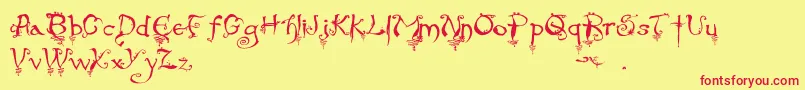EvernightStargazer Font – Red Fonts on Yellow Background