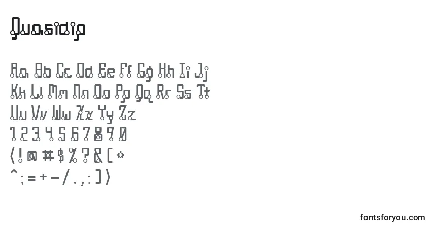 Czcionka Quasidip – alfabet, cyfry, specjalne znaki