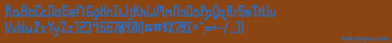 フォントQuasidip – 茶色の背景に青い文字