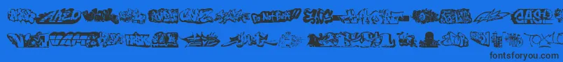 Dinggrafs Font – Black Fonts on Blue Background