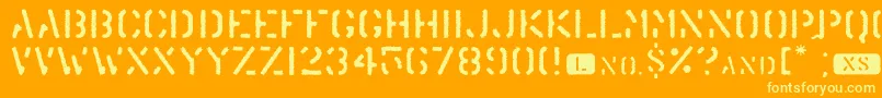 TrendyUniversity-Schriftart – Gelbe Schriften auf orangefarbenem Hintergrund