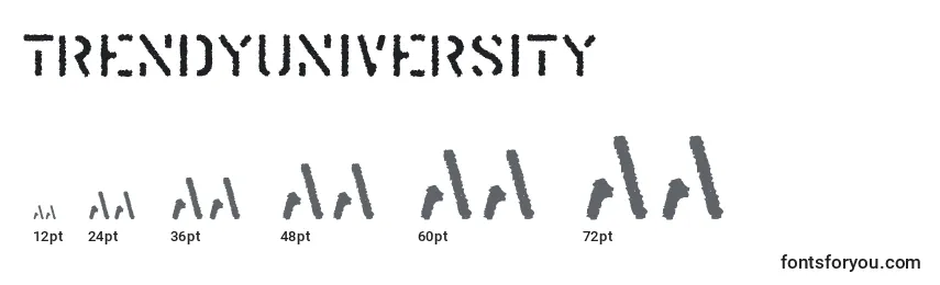 TrendyUniversity Font Sizes