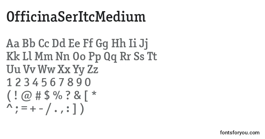 Шрифт OfficinaSerItcMedium – алфавит, цифры, специальные символы
