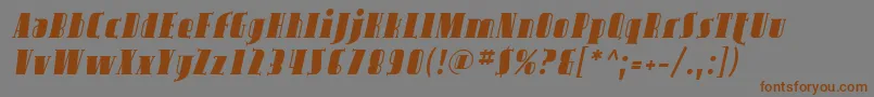 フォントAvond02 – 茶色の文字が灰色の背景にあります。