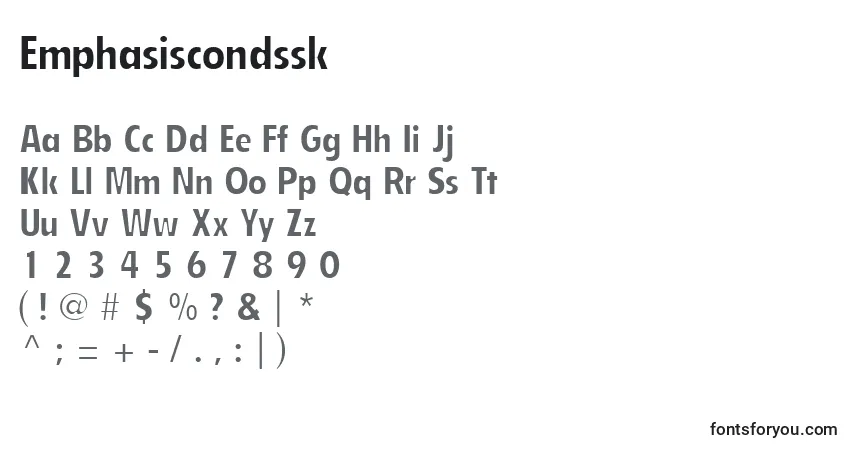 Шрифт Emphasiscondssk – алфавит, цифры, специальные символы