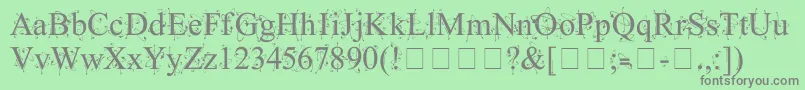 フォントKingthingsFrontwards – 緑の背景に灰色の文字