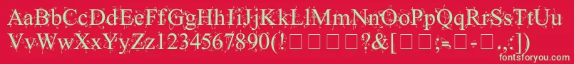 フォントKingthingsFrontwards – 赤い背景に緑の文字