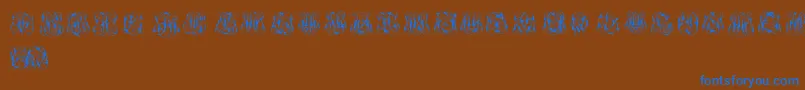 HardToReadMonograms-Schriftart – Blaue Schriften auf braunem Hintergrund