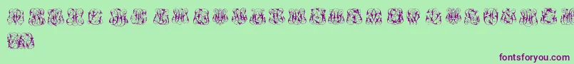 フォントHardToReadMonograms – 緑の背景に紫のフォント