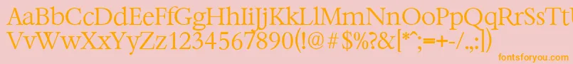 フォントBernsteinserialLightRegular – オレンジの文字がピンクの背景にあります。