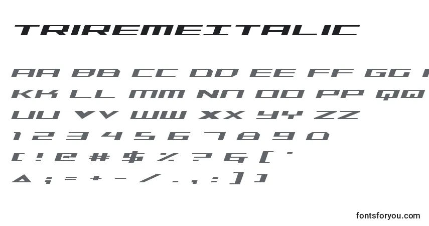 Schriftart TriremeItalic – Alphabet, Zahlen, spezielle Symbole
