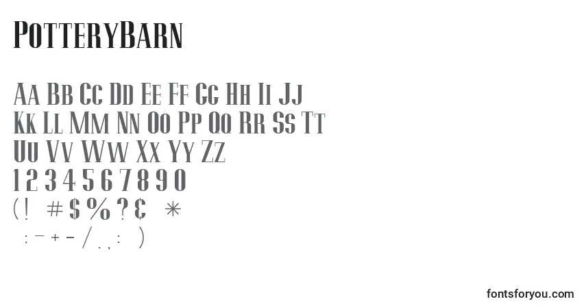 Шрифт PotteryBarn – алфавит, цифры, специальные символы