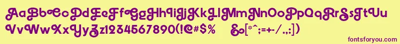 Embrionic55swash-Schriftart – Violette Schriften auf gelbem Hintergrund