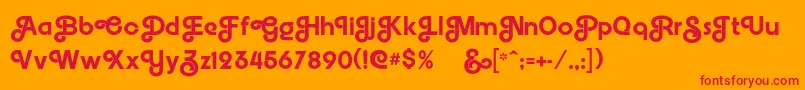 Embrionic55swash-Schriftart – Rote Schriften auf orangefarbenem Hintergrund