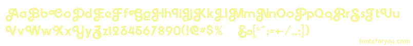 Embrionic55swash-Schriftart – Gelbe Schriften auf weißem Hintergrund