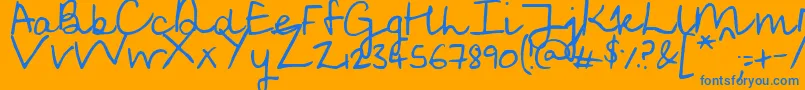 SoggyKitten-Schriftart – Blaue Schriften auf orangefarbenem Hintergrund