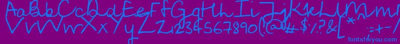 SoggyKitten-Schriftart – Blaue Schriften auf violettem Hintergrund