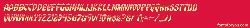 Eggrollhalfital-Schriftart – Gelbe Schriften auf rotem Hintergrund