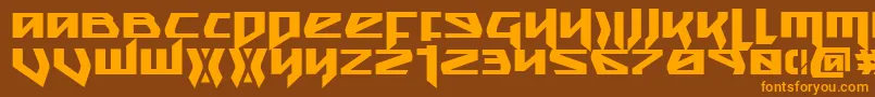 Snubfighterb-Schriftart – Orangefarbene Schriften auf braunem Hintergrund