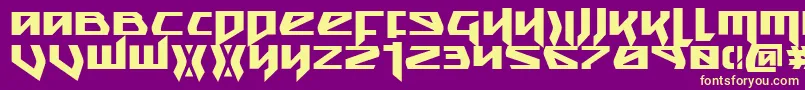 Snubfighterb-Schriftart – Gelbe Schriften auf violettem Hintergrund