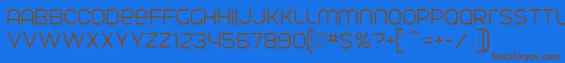 ParvoflavinLight-Schriftart – Braune Schriften auf blauem Hintergrund