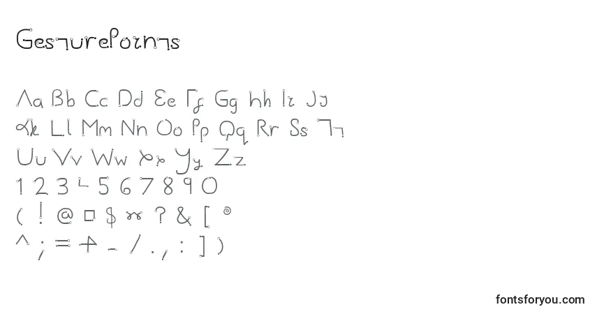 Czcionka GesturePoints – alfabet, cyfry, specjalne znaki