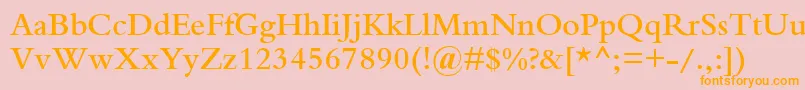 フォントBemboSemiBold – オレンジの文字がピンクの背景にあります。