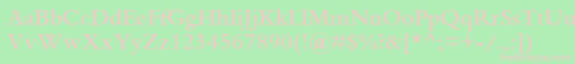 BemboSemiBold-fontti – vaaleanpunaiset fontit vihreällä taustalla