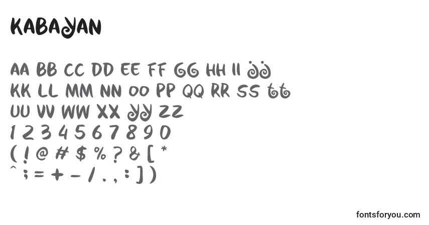 Шрифт Kabayan – алфавит, цифры, специальные символы